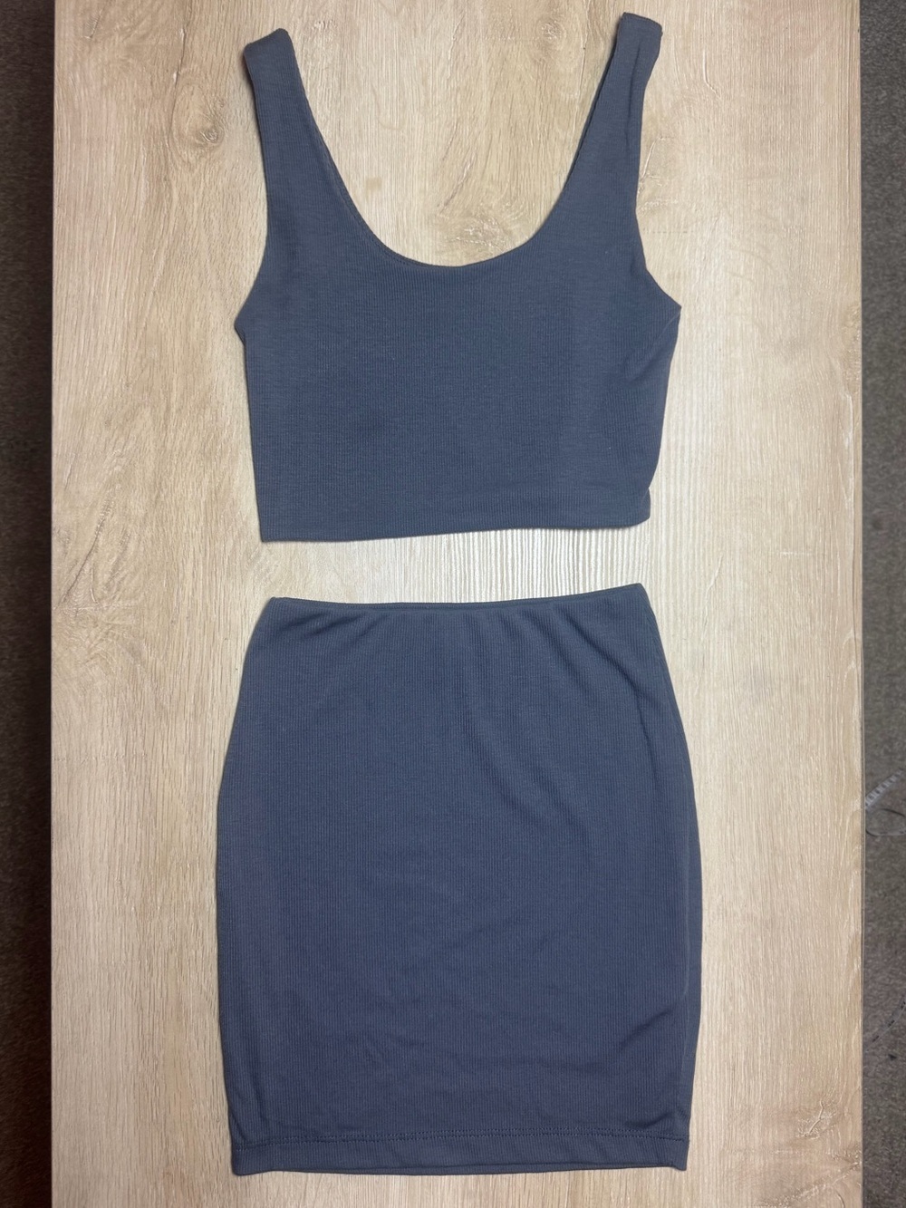 Slate Blue Ribbed Two-Piece Set